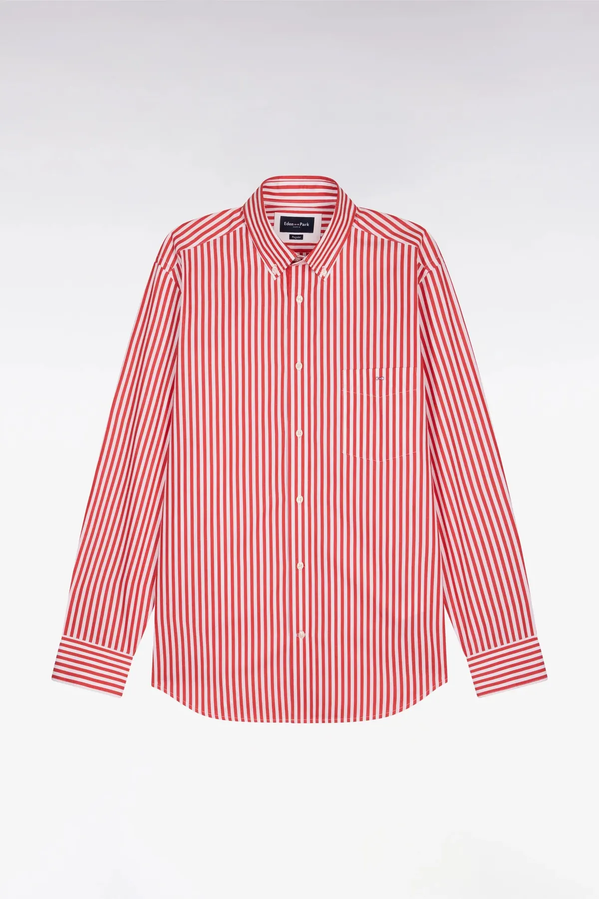 Chemise en coton rouge à rayures bâtons