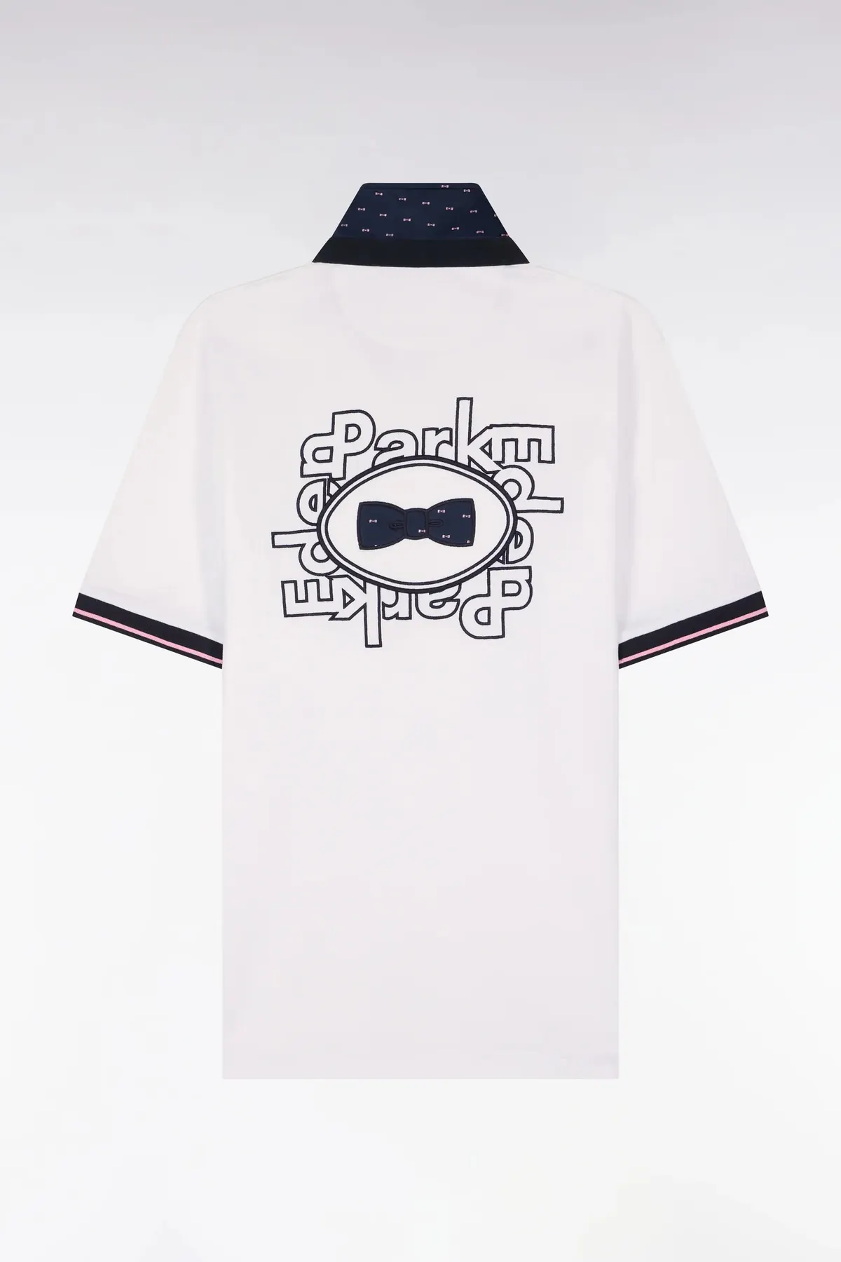 Maillot à manches courtes en coton blanc broderie dos coupe regular