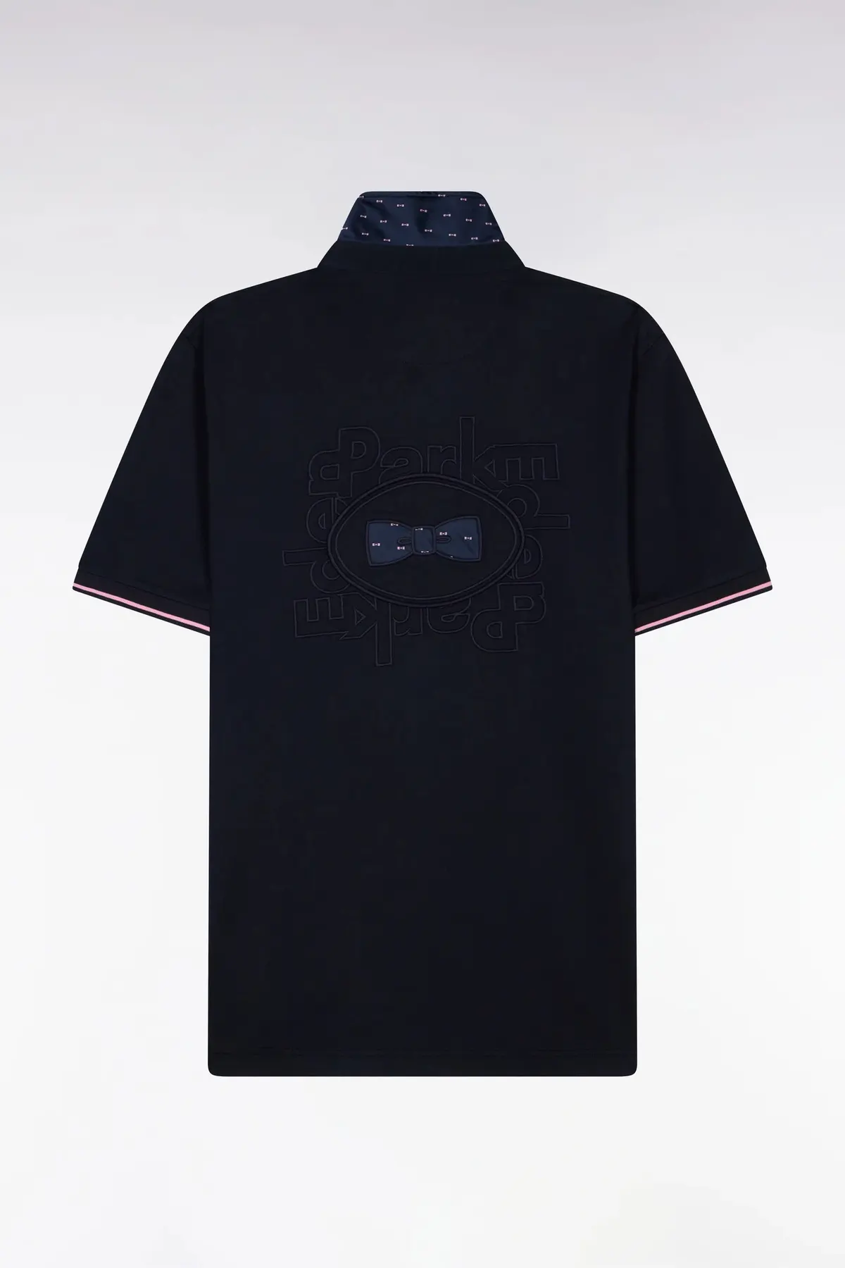 Maillot à manches courtes en coton marine broderie dos coupe regular