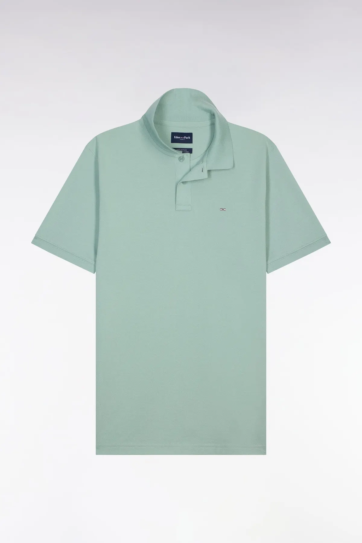 Polo à manches courtes en coton vert eau coupe regular