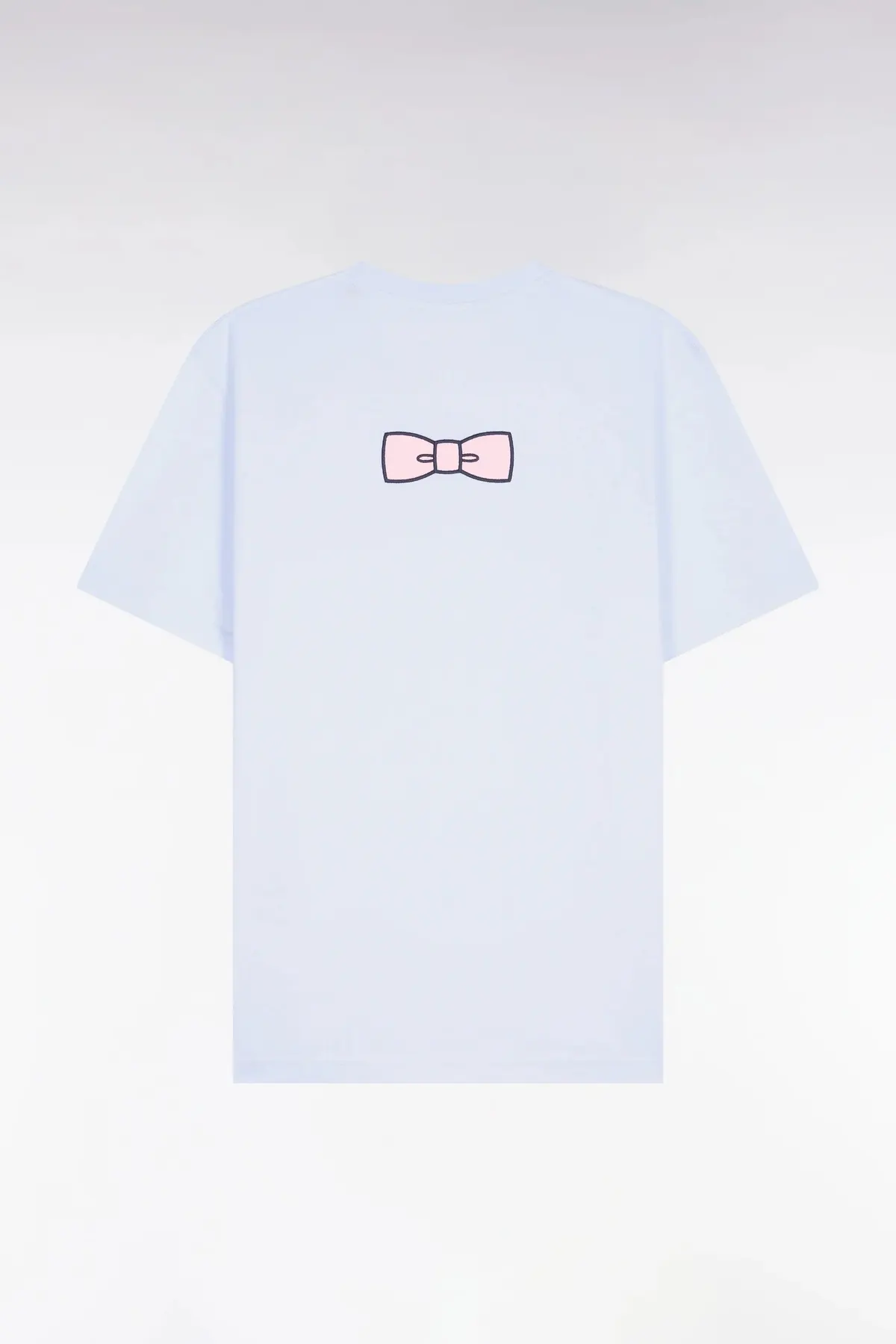 T-shirt à manches courtes en coton Pima bleu ciel brodé coupe regular