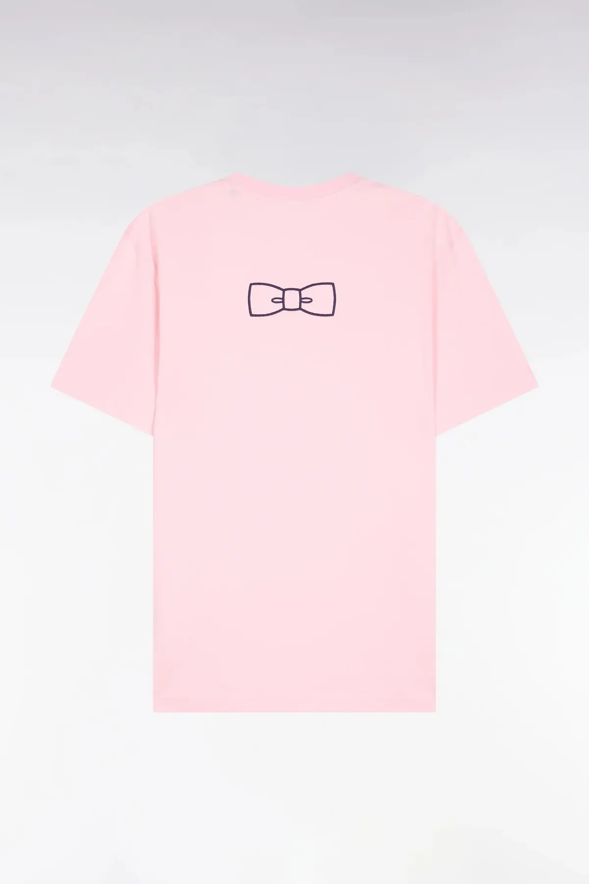 T-shirt à manches courtes en coton Pima rose brodé coupe regular