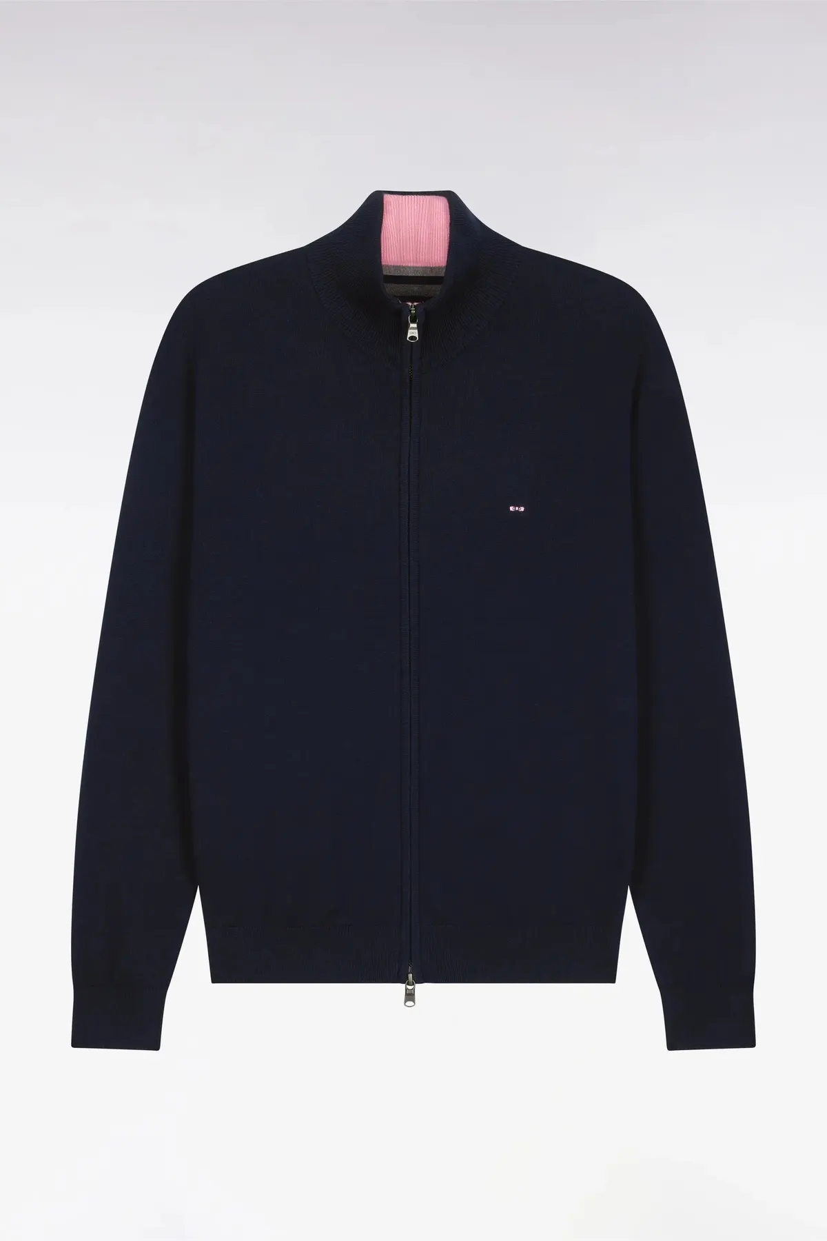 Cardigan bleu marine zippé en coton