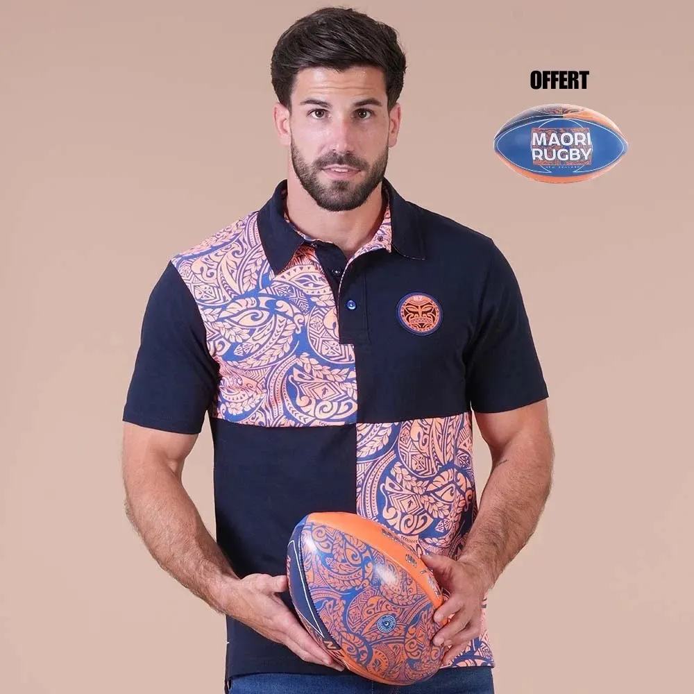 Polo Ruckfield à manches courtes Maori Rugby + ballon offert