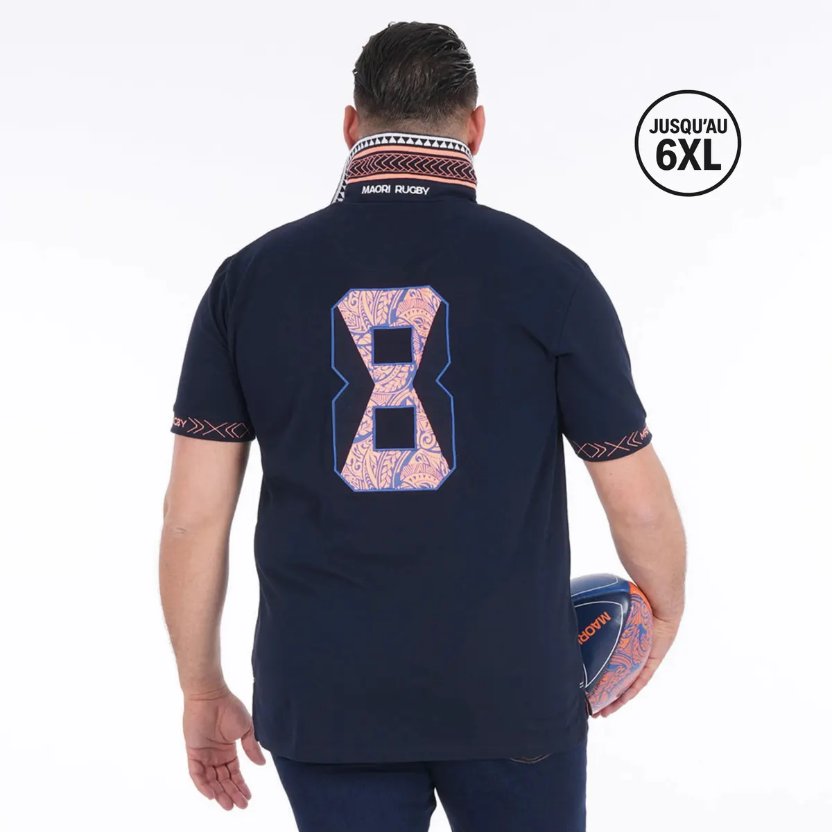 Polo à manches courtes Ruckfield Maori Rugby bleu marine