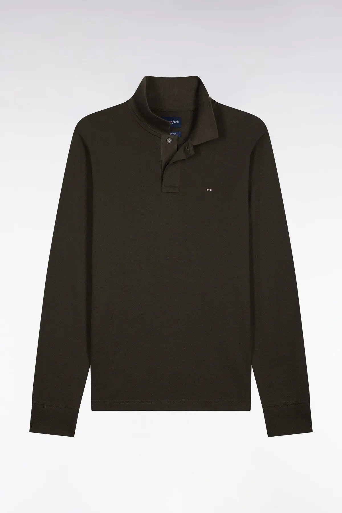 Polo manches longues en coton Pima kaki coupe droite
