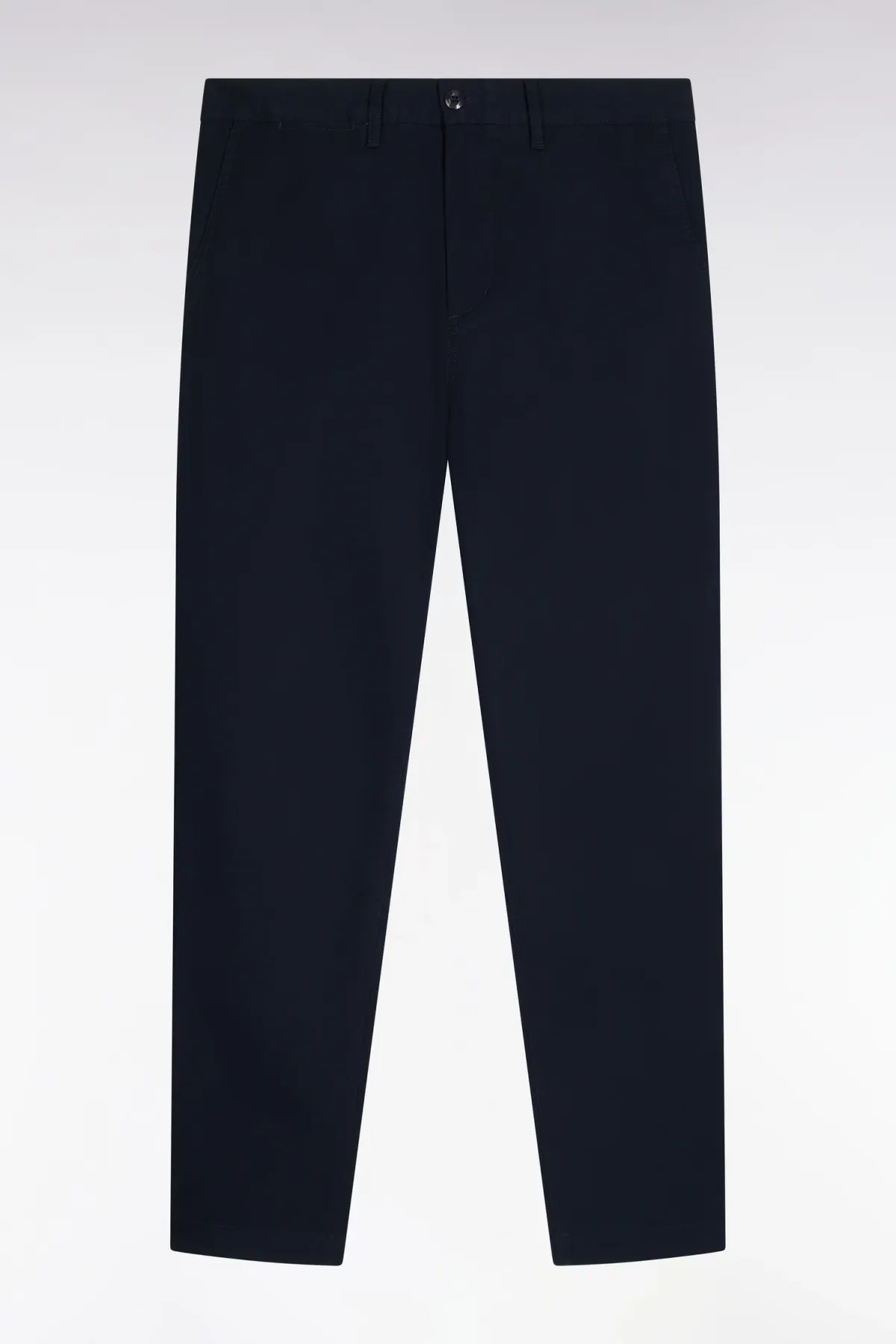 Pantalon chino sans plis en piqué de coton stretch marine coupe regular